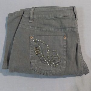 Gray Jeans with Jewel Accent Pants